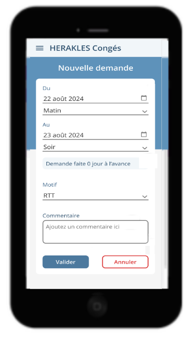 Demande de congés sur mobile HERAKLES Demande de congés