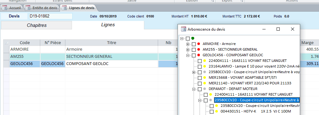 Un logiciel ERP paramétrable adaptée à vos besoins Arborescence de devis - module DEVIS du logiciel HERAKLES ERP