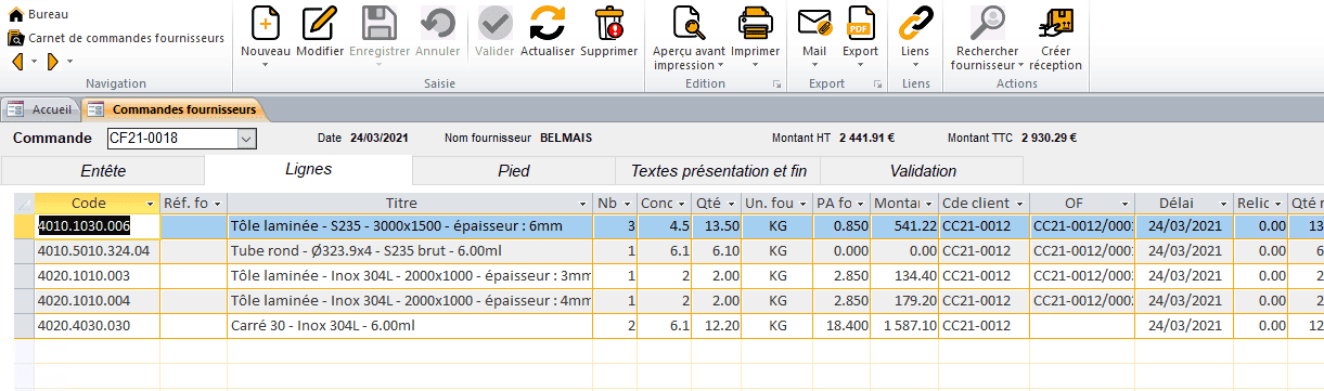 Un logiciel ERP paramétrable adaptée à vos besoins Module achats du logiciel HERAKLES ERP GPAO