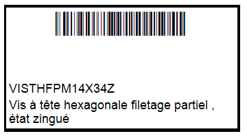 Exemple d'étiquette d'identification à usage interne créée avec HERAKLES 