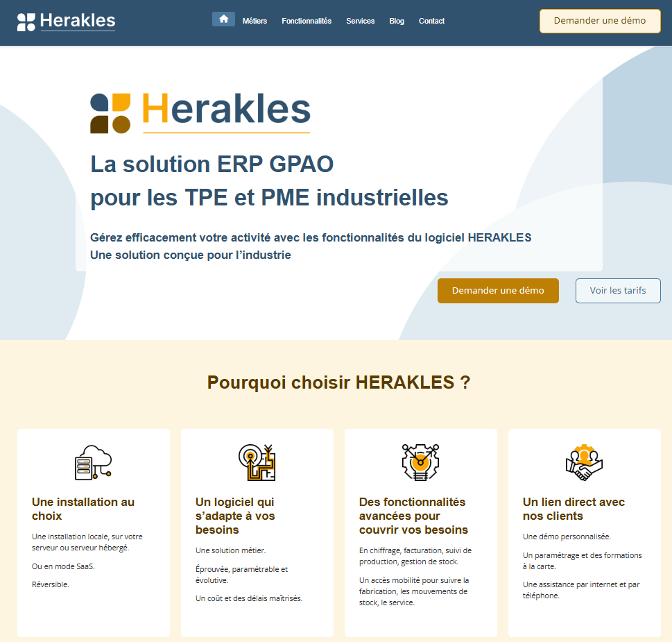 Aperçu du site web du logiciel ERP Herakles Aperçu du site web du logiciel ERP Herakles